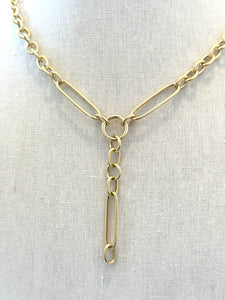 14k Yg Paperclip Chain w/ Round Connector