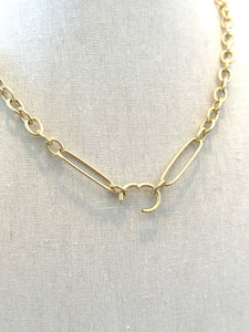 14k Yg Paperclip Chain w/ Round Connector