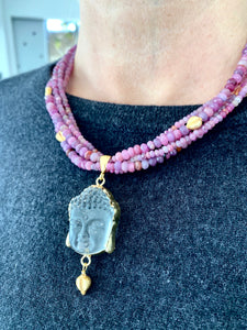 Buddha Namaste Necklace with Ruby