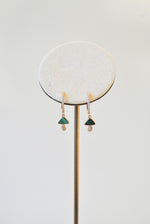 Load image into Gallery viewer, 14K Gold and Diamond Malachite Mushroom Charm Earrings
