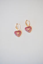 Load image into Gallery viewer, 14K Gold Pink Sapphire &amp; Diamond Charm Earrings
