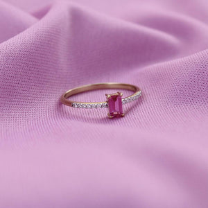 Pink Sapphire and Diamond Solitaire Ring