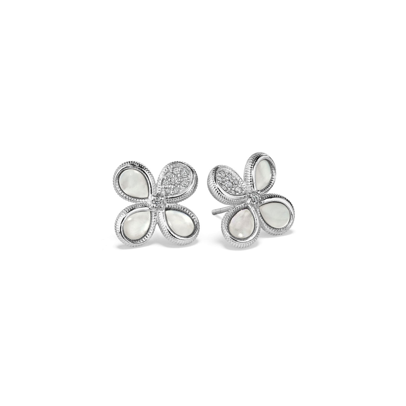 Stud Earrings with Mother of Pearl and Diamonds